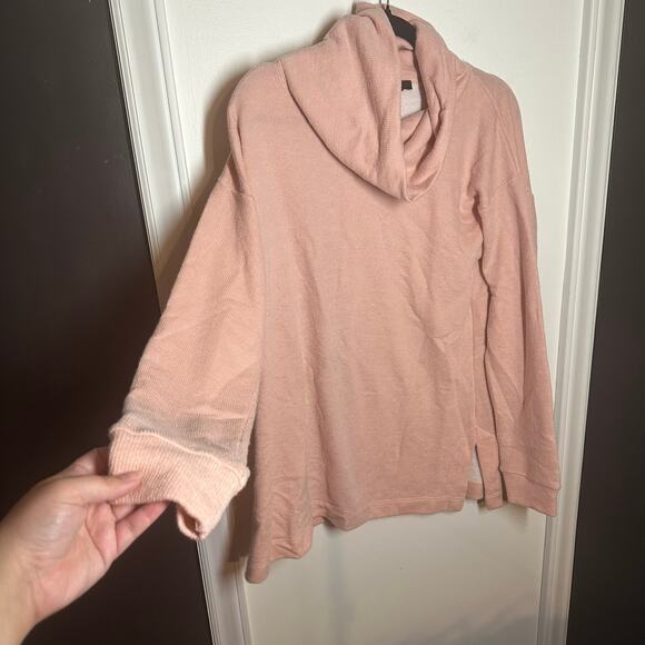 J. Crew Women's Pink Funnel Neck Fleece Sweatshirt Sweater Size Medium - Picture 2 of 7